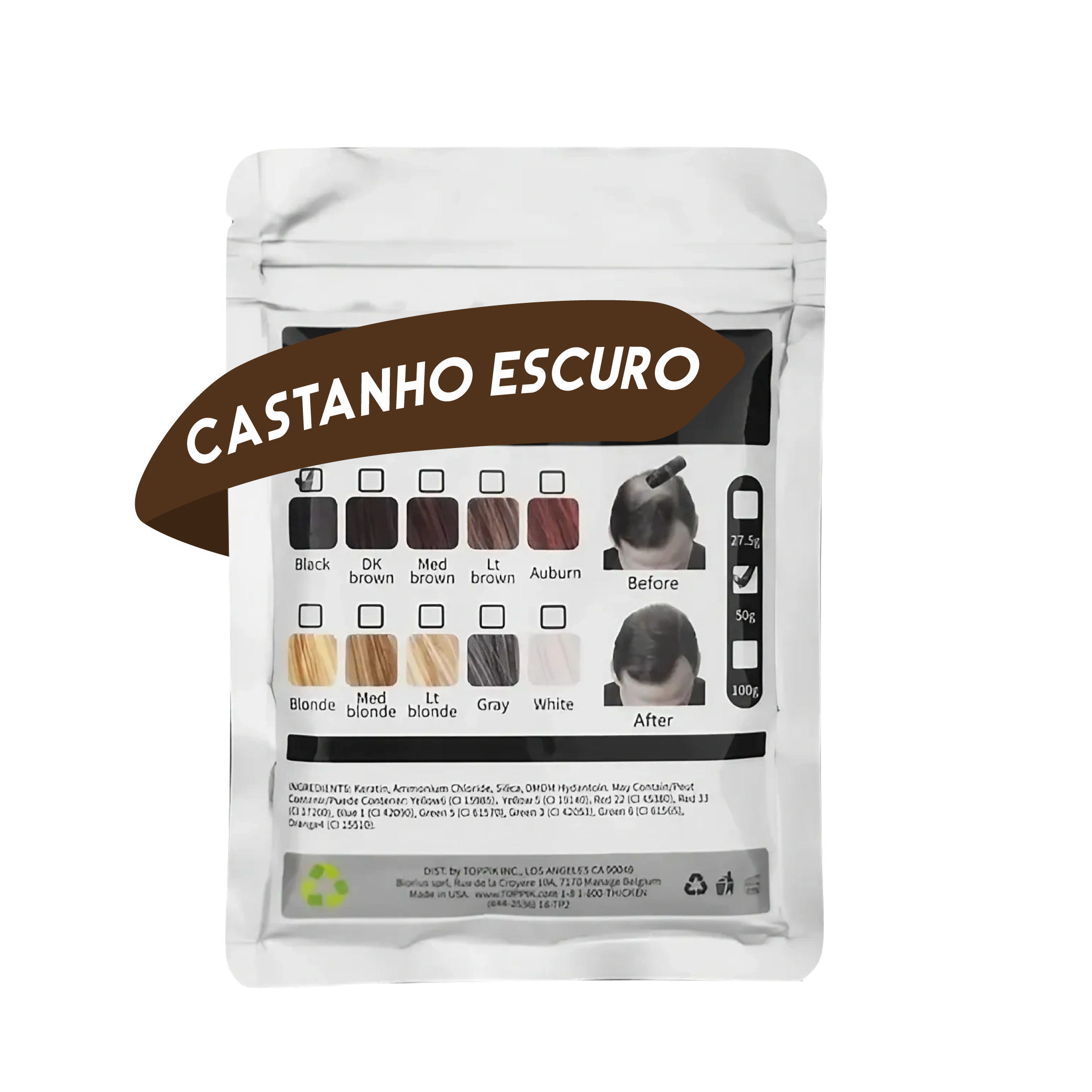 Recarga de Fibras Capilares Queratina Castanho Escuro