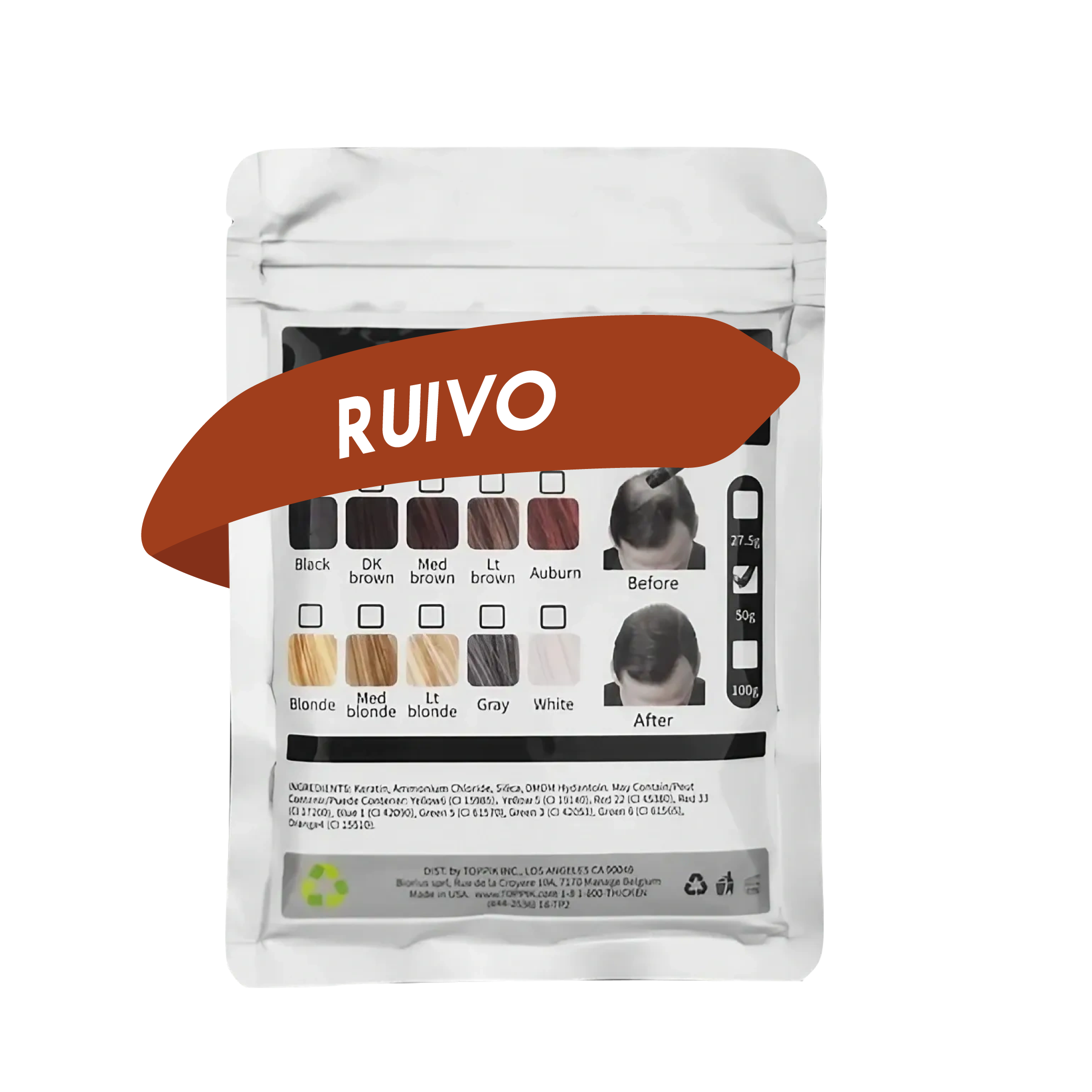 Recarga de Fibras Capilares Queratina Ruivo